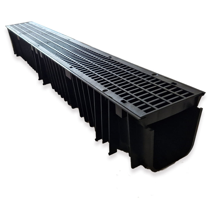 Channel Drain with Black Mesh Grating - 1m
