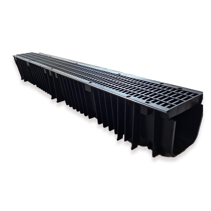 Channel Drain with Black Mesh Grating - 1m
