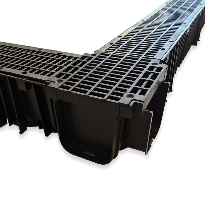 Channel Drain with Black Mesh Grating - 1m