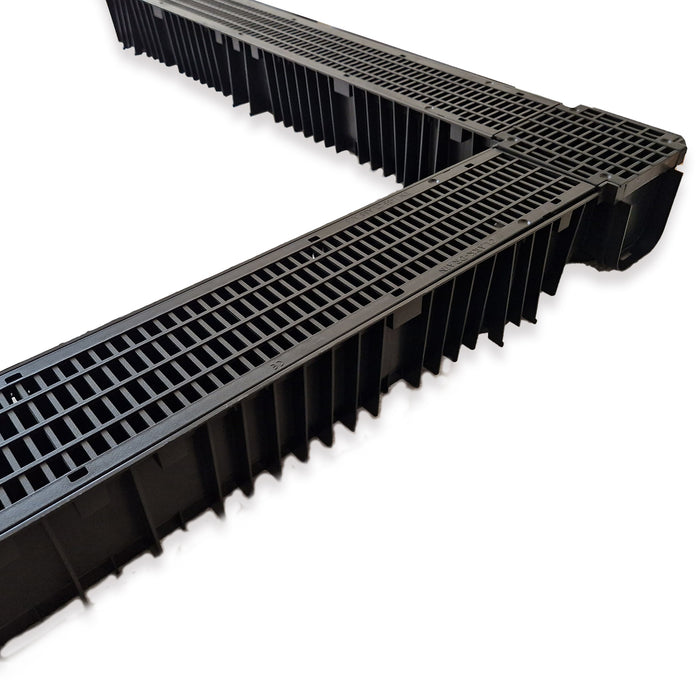Channel Drain with Black Mesh Grating - 1m