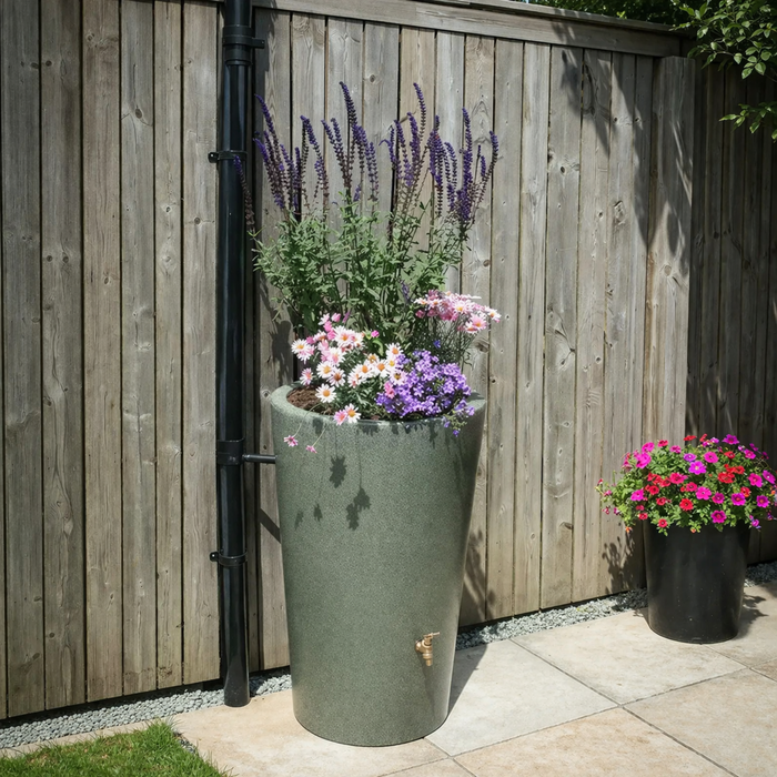 180L City Water Butt Planter - Slim Rainwater Tank with Built-In Planter, Tap & Diverter Kit