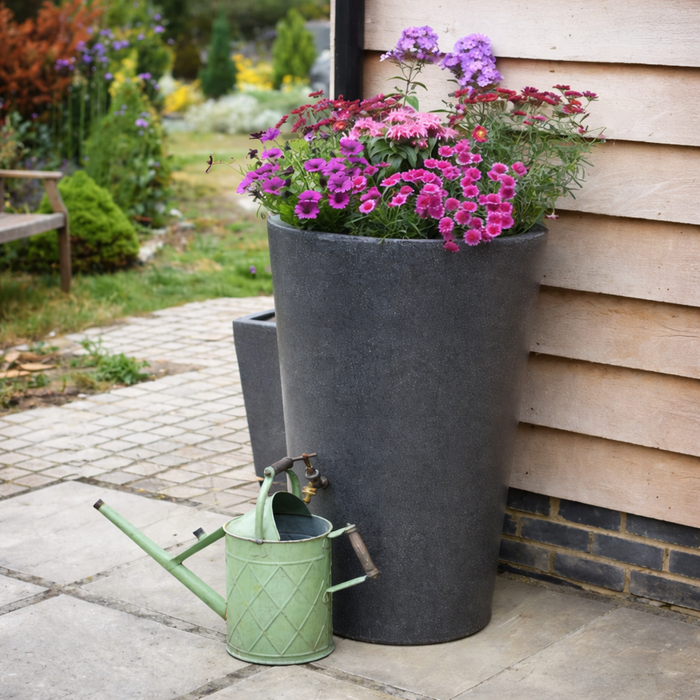 180L City Water Butt Planter - Slim Rainwater Tank with Built-In Planter, Tap & Diverter Kit