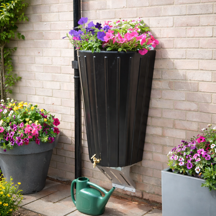 Mini Cosmo 150L Wall Mounted Water Butt Planter - Modern Sleek Rainwater Storage Tank