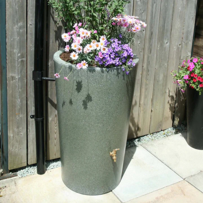 180L City Water Butt Planter - Slim Rainwater Tank with Built-In Planter, Tap & Diverter Kit