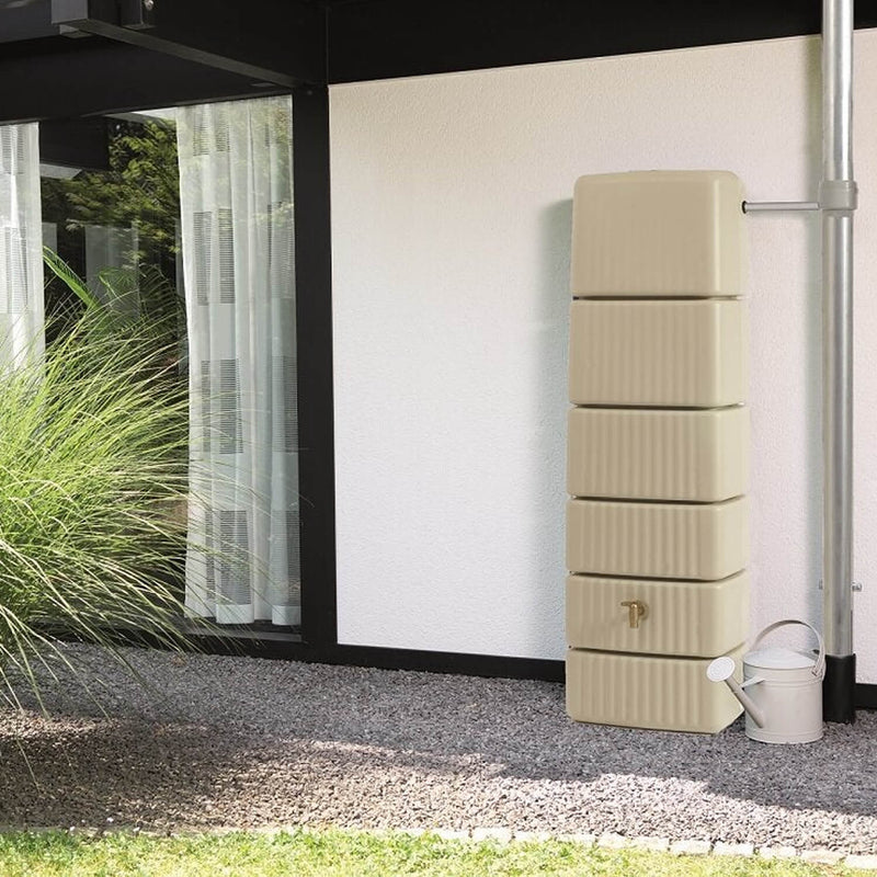 Slim 330L Wall Tank Butt – Green, Sand Beige