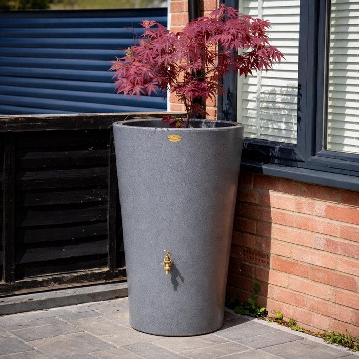 180L City Water Butt Planter - Slim Rainwater Tank with Built-In Planter, Tap & Diverter Kit