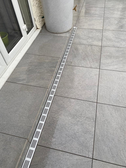 PVC Channel Threshold Drain With Stainless Steel Grating - 1m