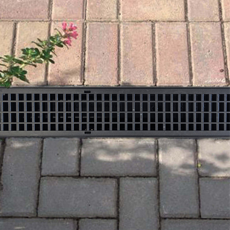 Channel Drain Accessories with Black Mesh Grating