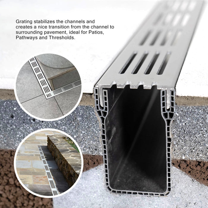 PVC Channel Threshold Channel Drain With Aluminium Grating - 1M