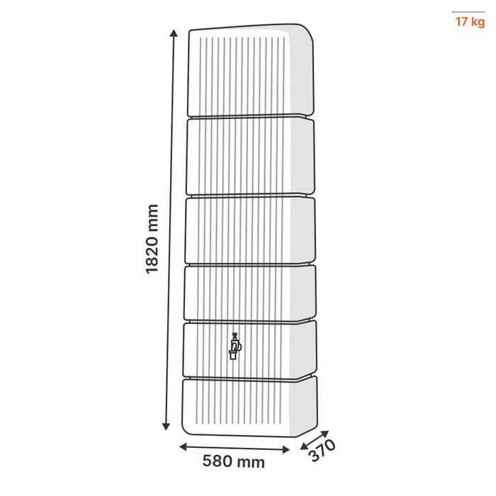 Slim 330L wall tank Sand Beige or Green