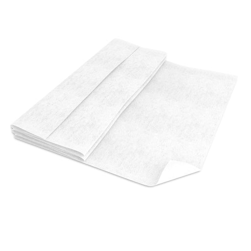Folded white sheet on a white background