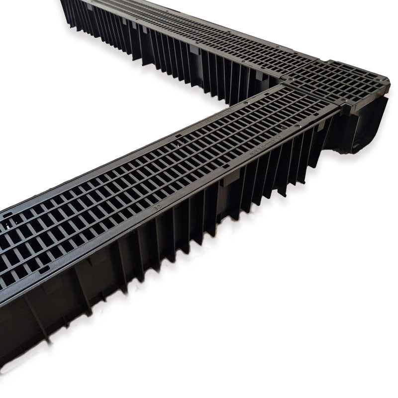 Channel Drain with Black Mesh Grating - 1m