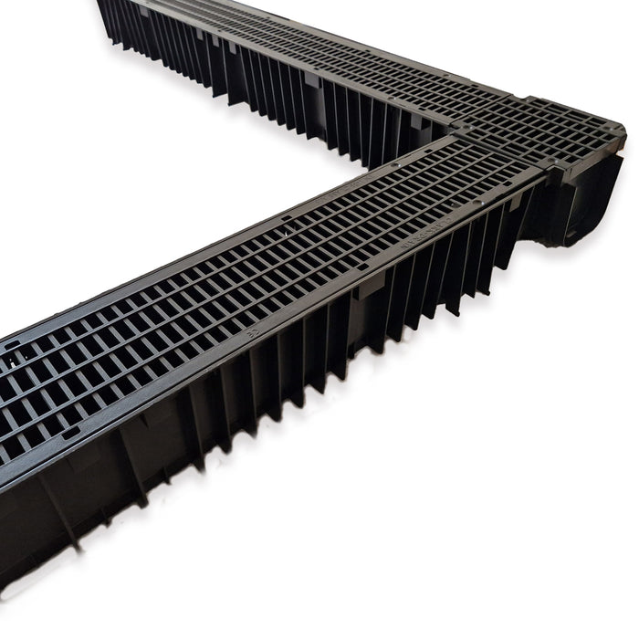 Threshold Channel Drain with Black Mesh Grating - 1m