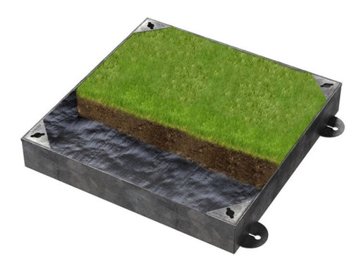 600 x 600 recessed manhole cover grass infill 