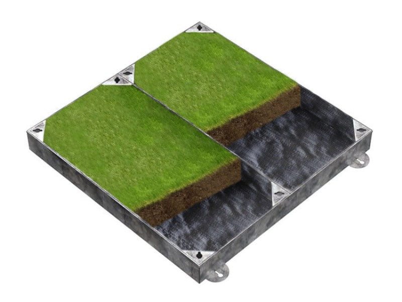 900 x 900 recessed manhole cover grass infill 